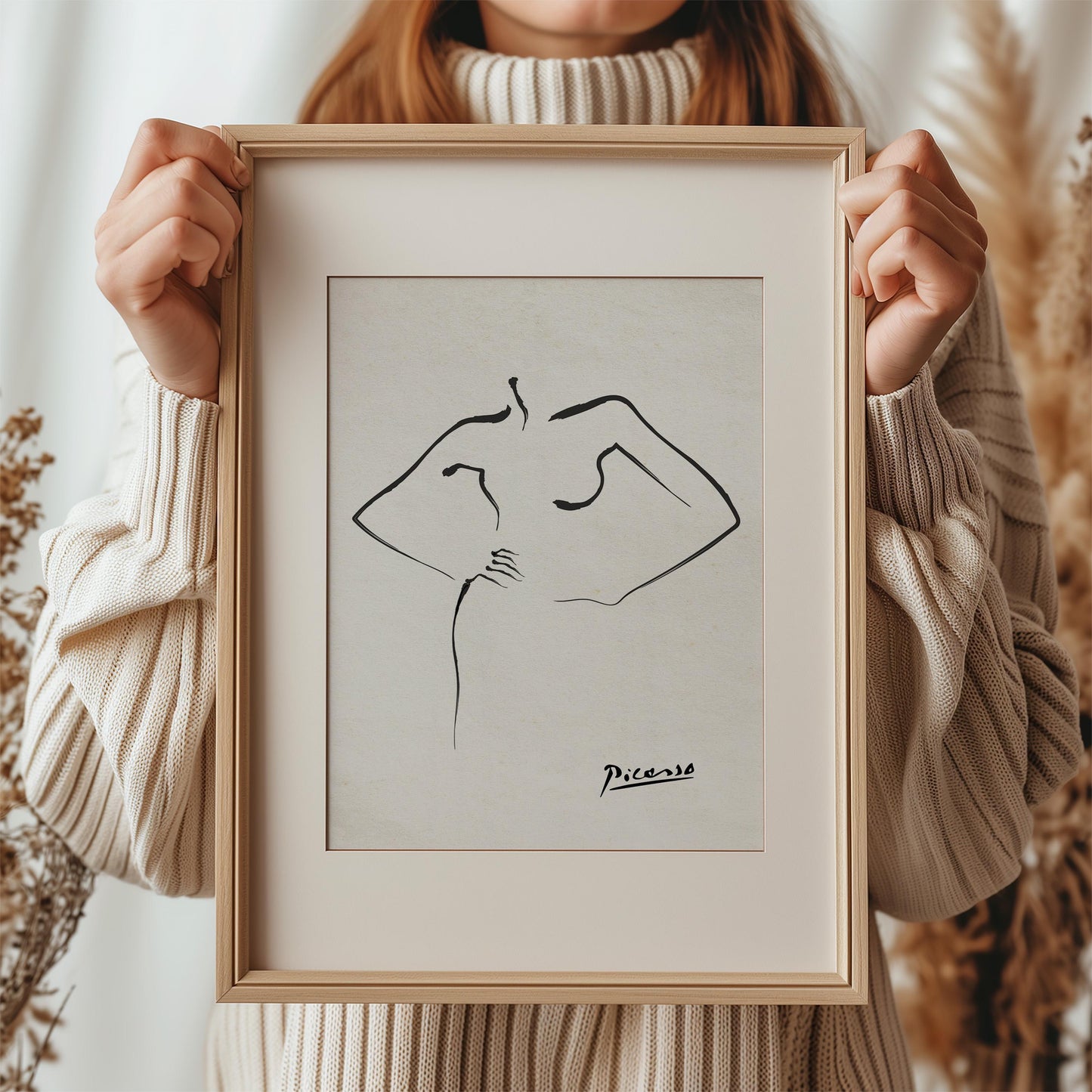 Body Outline Drawing Lithograph by Pablo Picasso | Modern Minimalist Line Art (A0064)