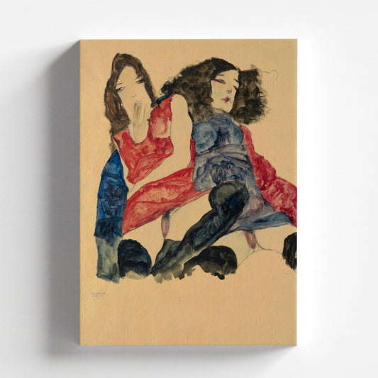 Two Girls by Egon Schiele 1911 | Expressionist Art Print (D0172)