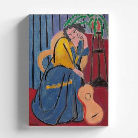 Woman in Yellow and Blue with a Guitar by Henri Matisse 1939 | Fauvist Portrait Art Print (B4801)