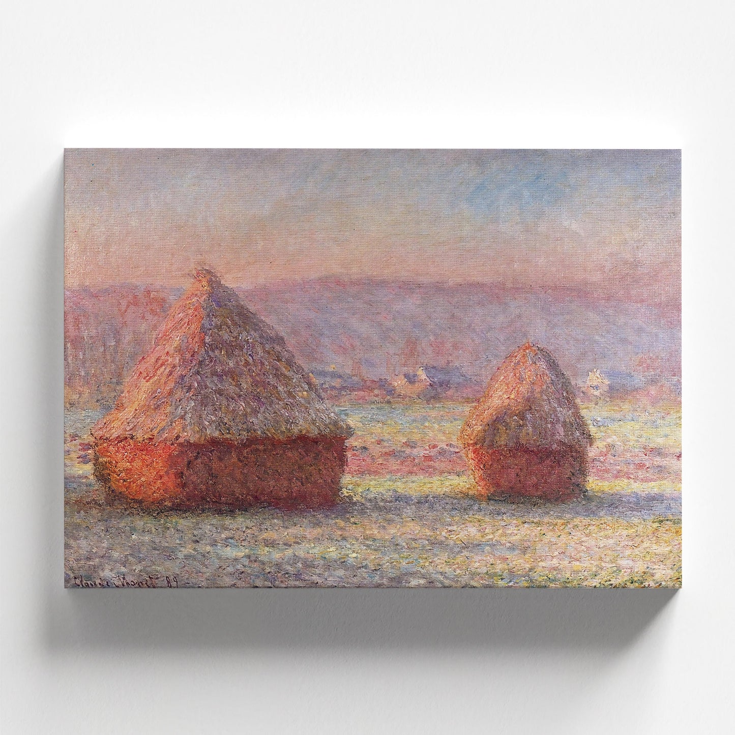 Grainstacks, White Frost Effect by Claude Monet 1889 | Impressionism Art Print (B3661)