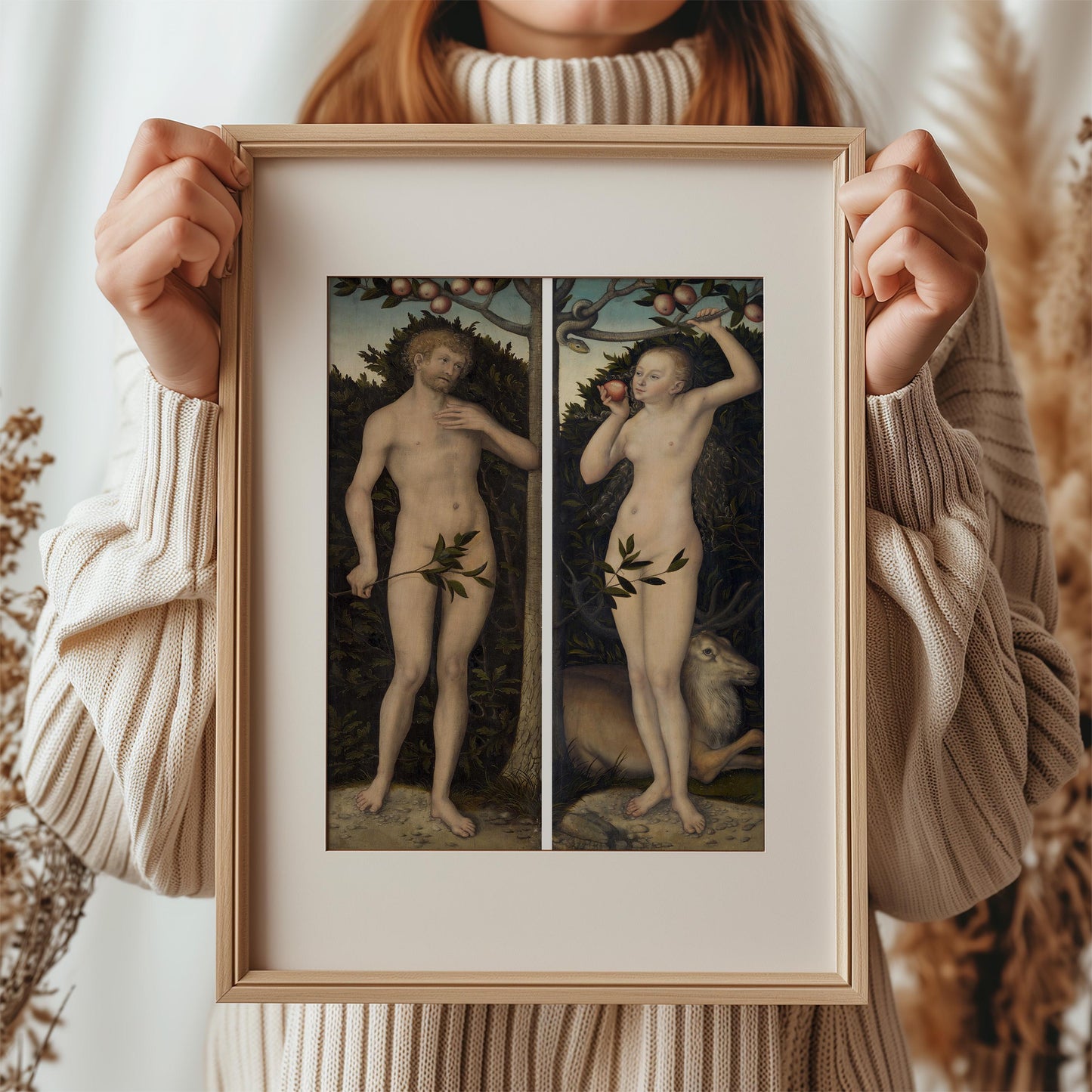 Adam and Eve by Lucas Cranach the Elder c.1533-c.1537 | Renaissance Art Print (B4735)