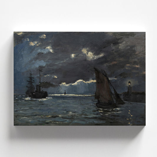 A Seascape, Shipping by Moonlight by Claude Monet c.1864 | Impressionism Art Print (B4822)