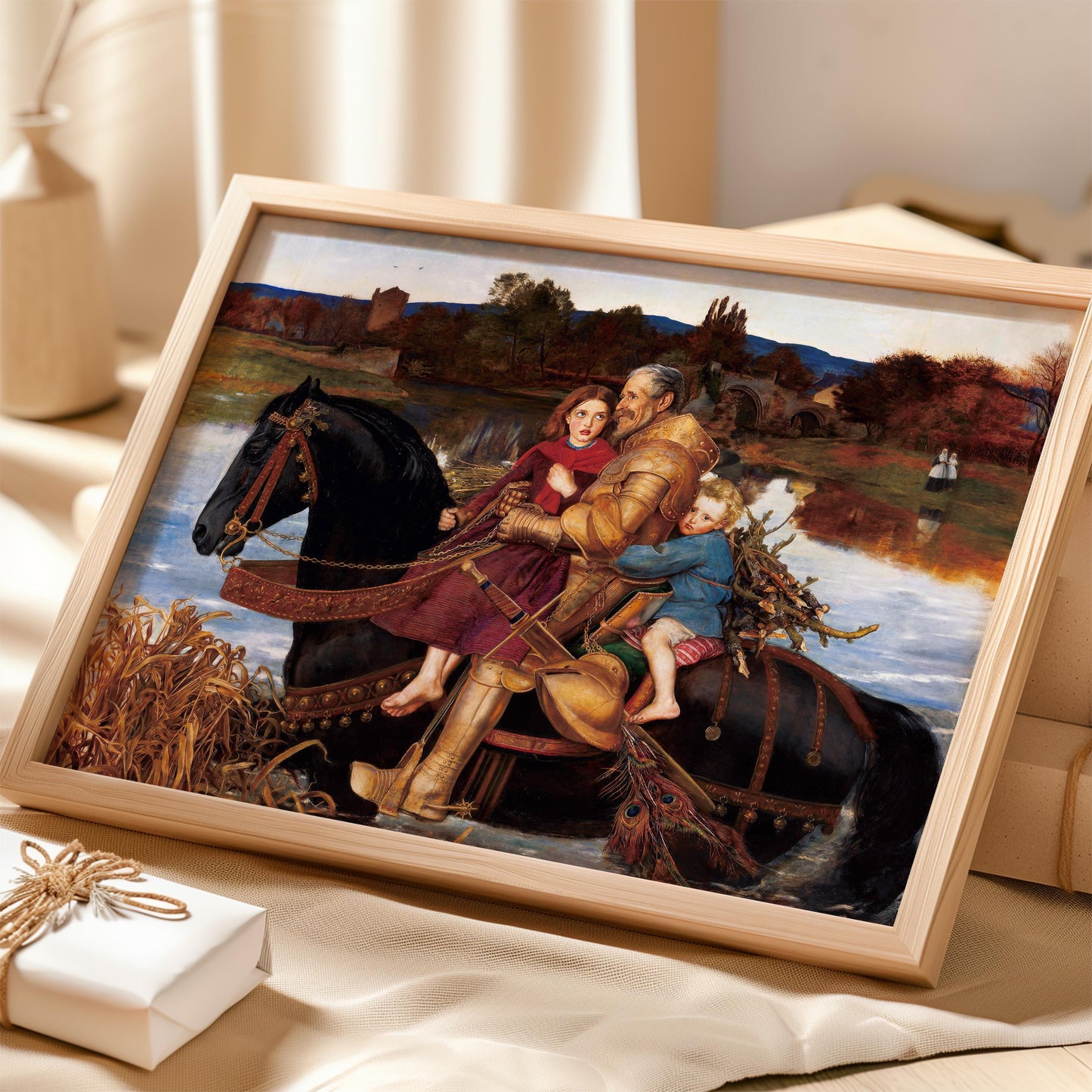 A Dream of the Past: Sir Isumbras at the Ford by John Everett Millais 1857 | Pre-Raphaelite Art Print (D0211)