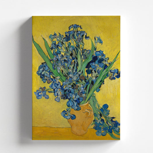 Vase with Irises Against a Yellow Background by Vincent van Gogh 1889 | Post-Impressionism Art Print (B3628)