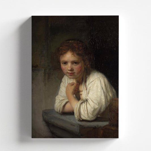 Girl at a Window by Rembrandt 1645 | Baroque Art Print (B3918)