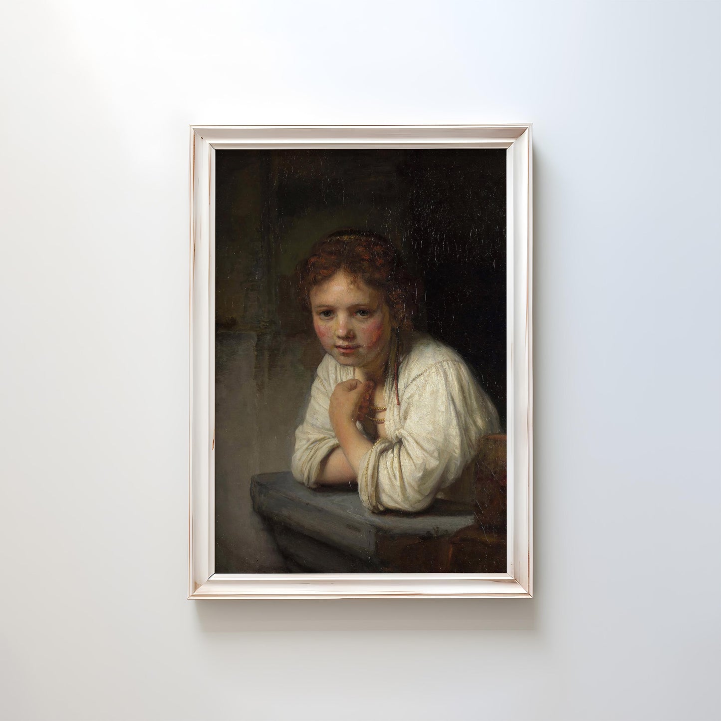 Girl at a Window by Rembrandt 1645 | Baroque Art Print (B3918)