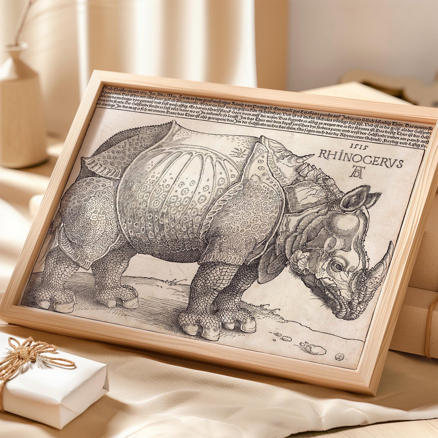 The Rhinoceros by Albrecht Dürer 1515 | Renaissance Art Print (B4218)