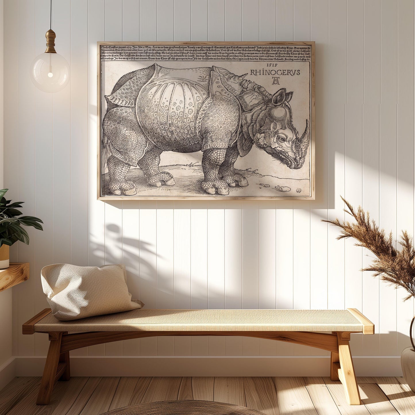 The Rhinoceros by Albrecht Dürer 1515 | Renaissance Art Print (B4218)