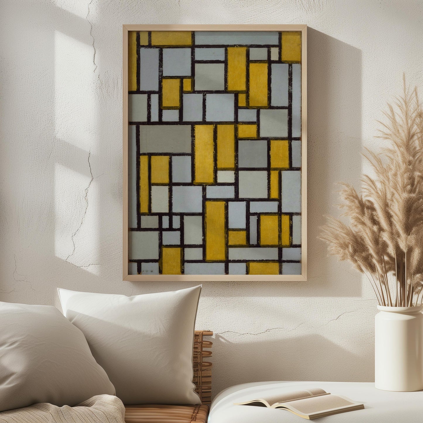 Composition with Grid #1 by Piet Mondriaan 1918 | Abstract Art Print (D0443)