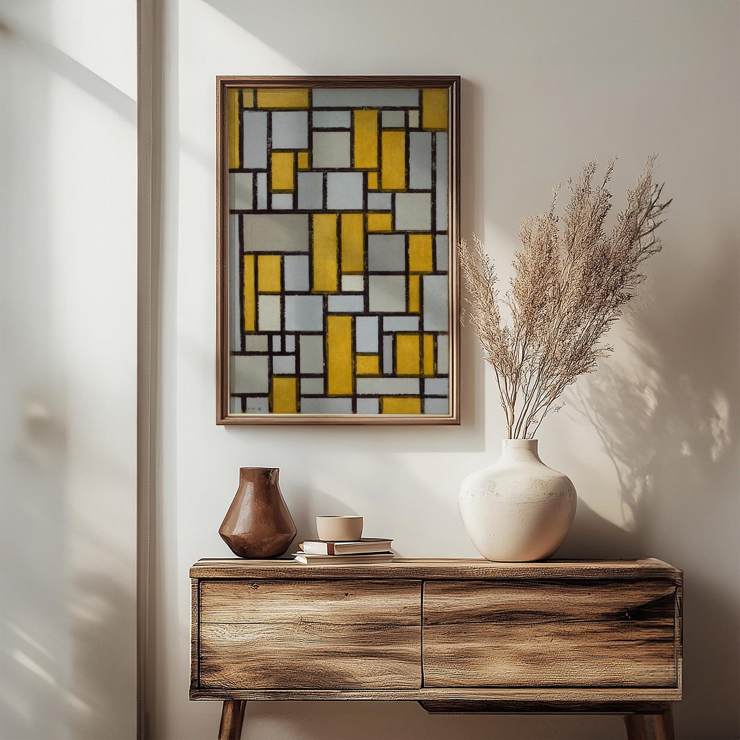 Composition with Grid #1 by Piet Mondriaan 1918 | Abstract Art Print (D0443)