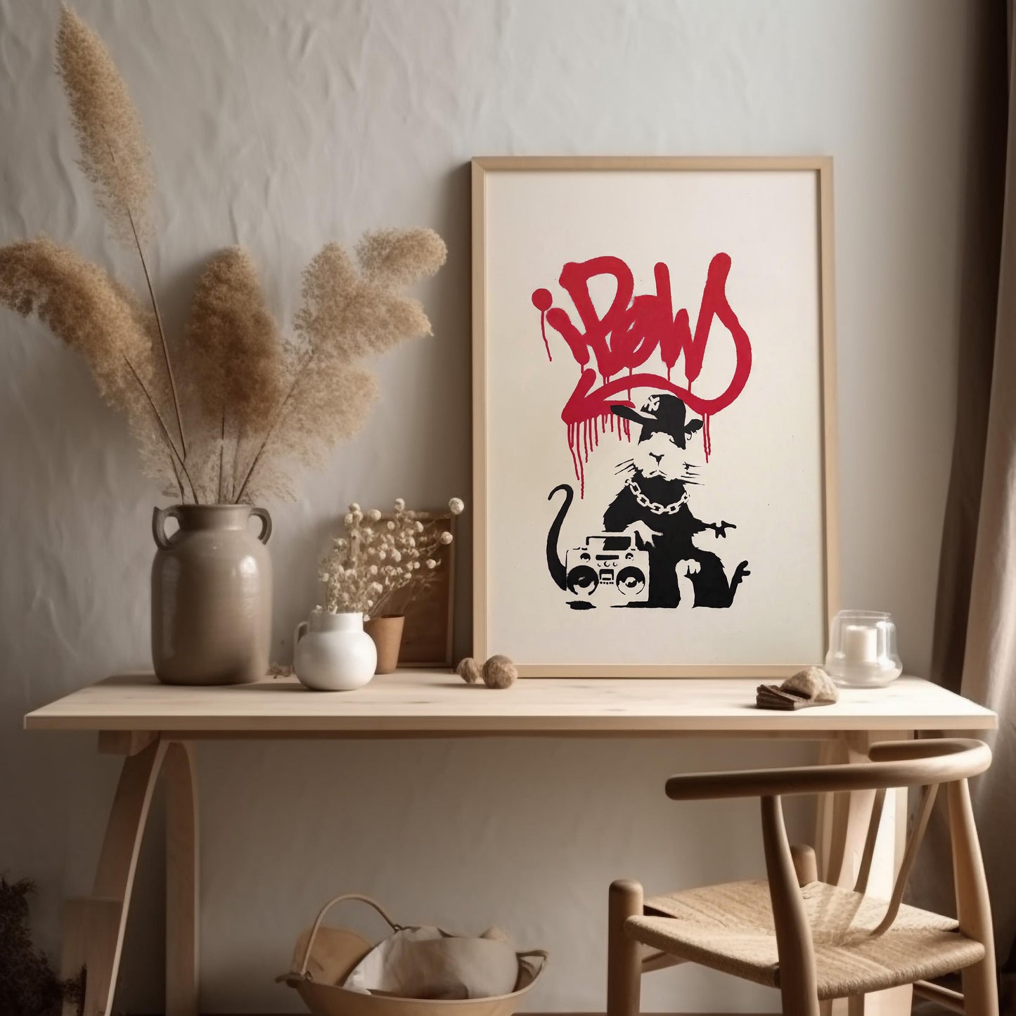 Gangsta Rat (Red) by Banksy 2005 | Street Art Print (B7960)