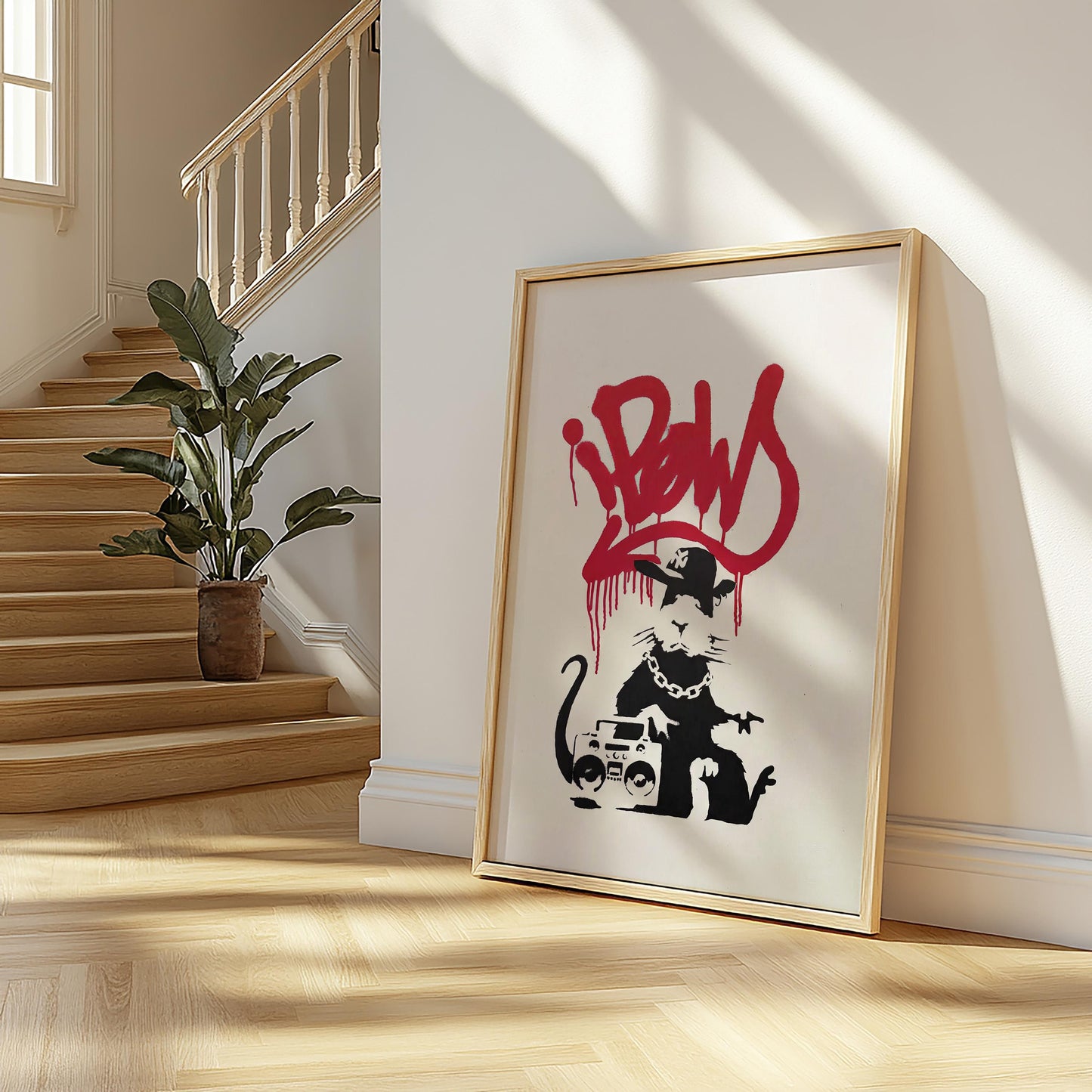 Gangsta Rat (Red) by Banksy 2005 | Street Art Print (B7960)