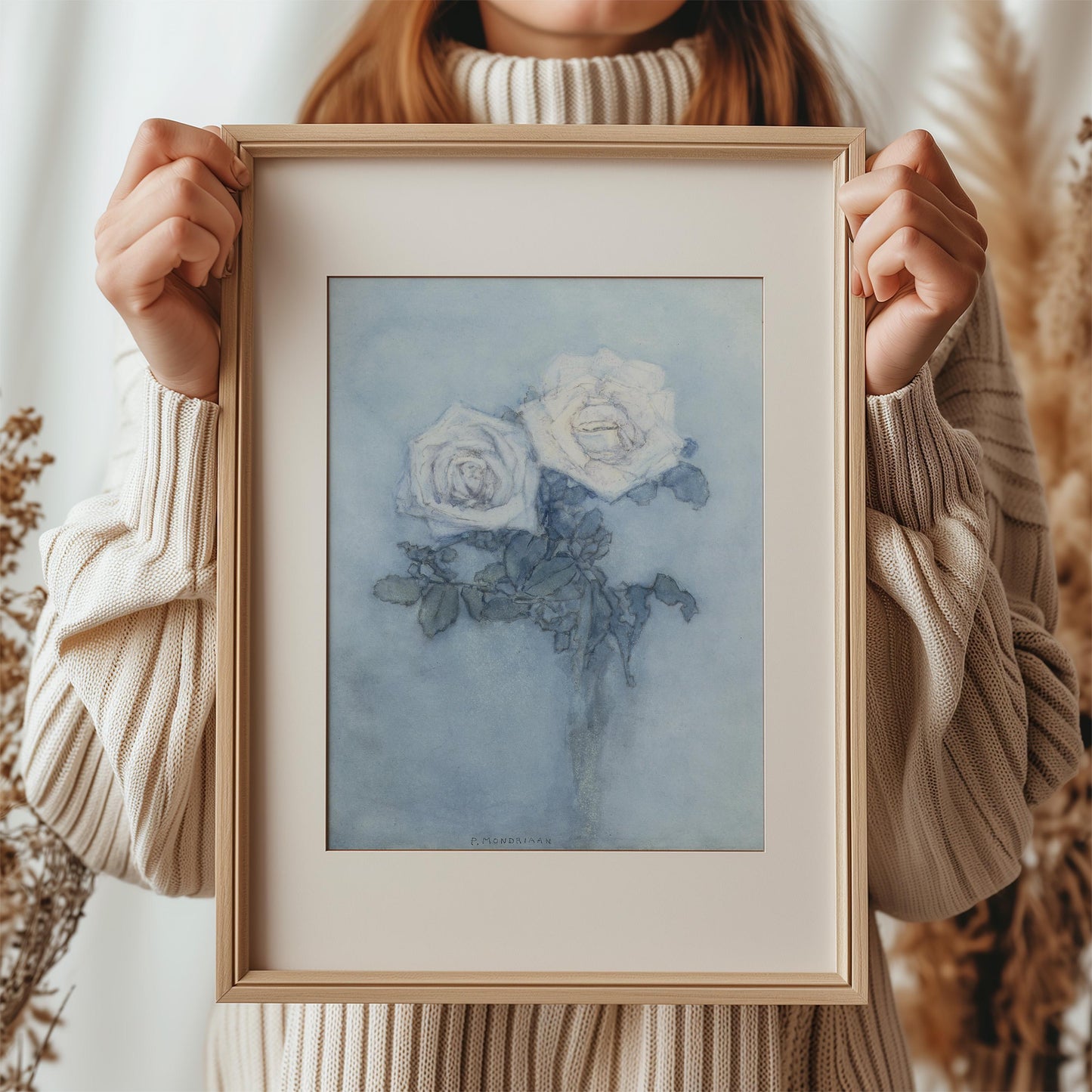 Two Roses by Piet Mondriaan | Floral Art Print (D0572)