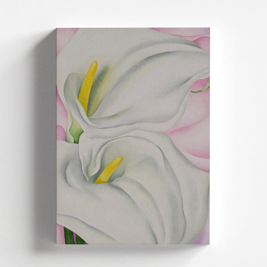 Two Calla Lilies on Pink by Georgia O'Keeffe 1928 | American Art Print (B8042)