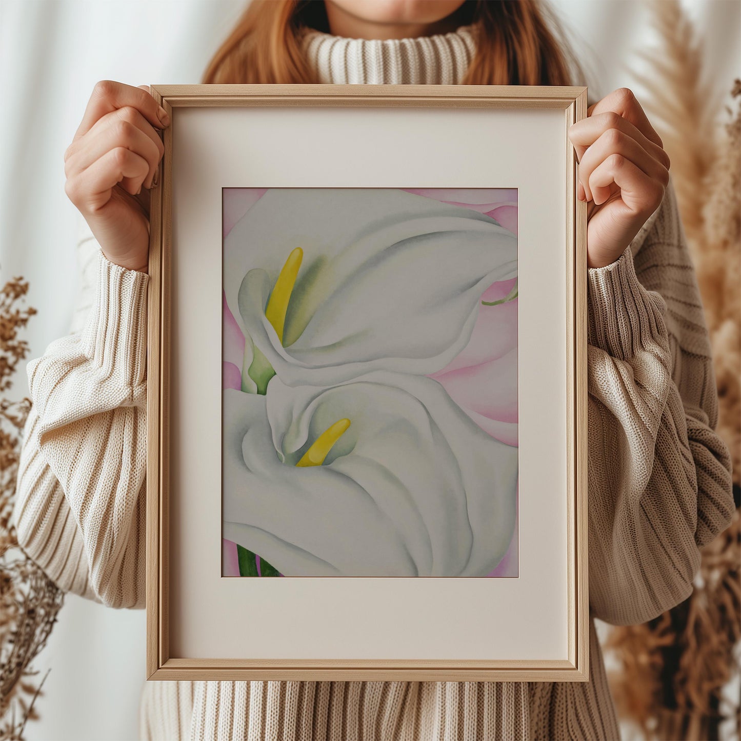 Two Calla Lilies on Pink by Georgia O'Keeffe 1928 | American Art Print (B8042)