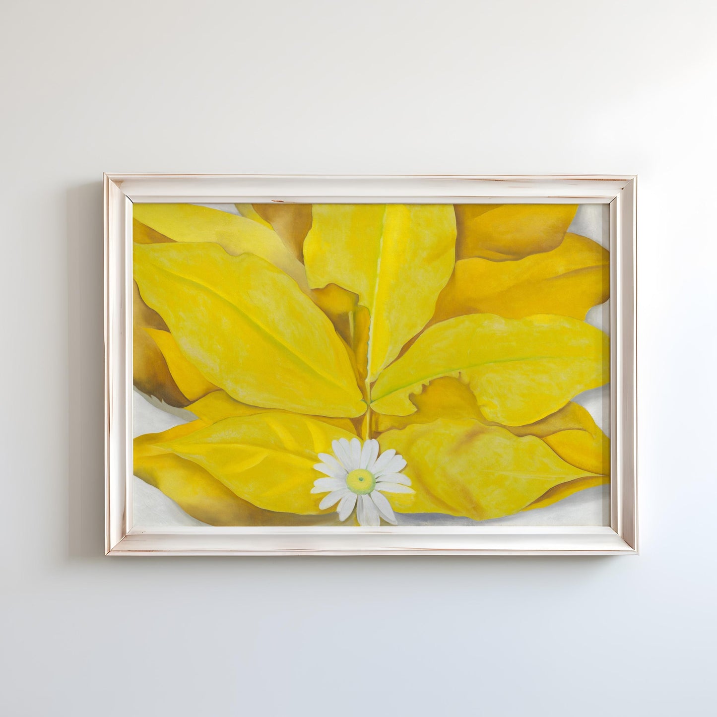 Yellow Hickory Leaves with Daisy by Georgia O'Keeffe 1928 | American Art Print (B8045)