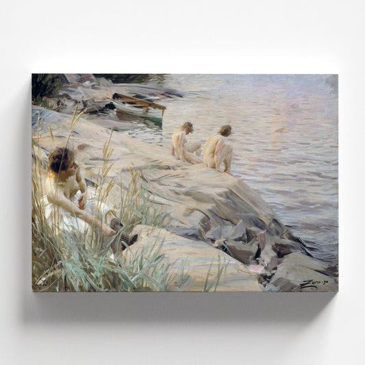 Girls Bathing in the Open Air (Out of Doors) by Anders Zorn | Swedish Art Print (D0883)