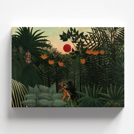 Tropical Landscape: American Indian Struggling with a Gorilla by Henri Rousseau 1910 | Naïve Art Print (D0727)