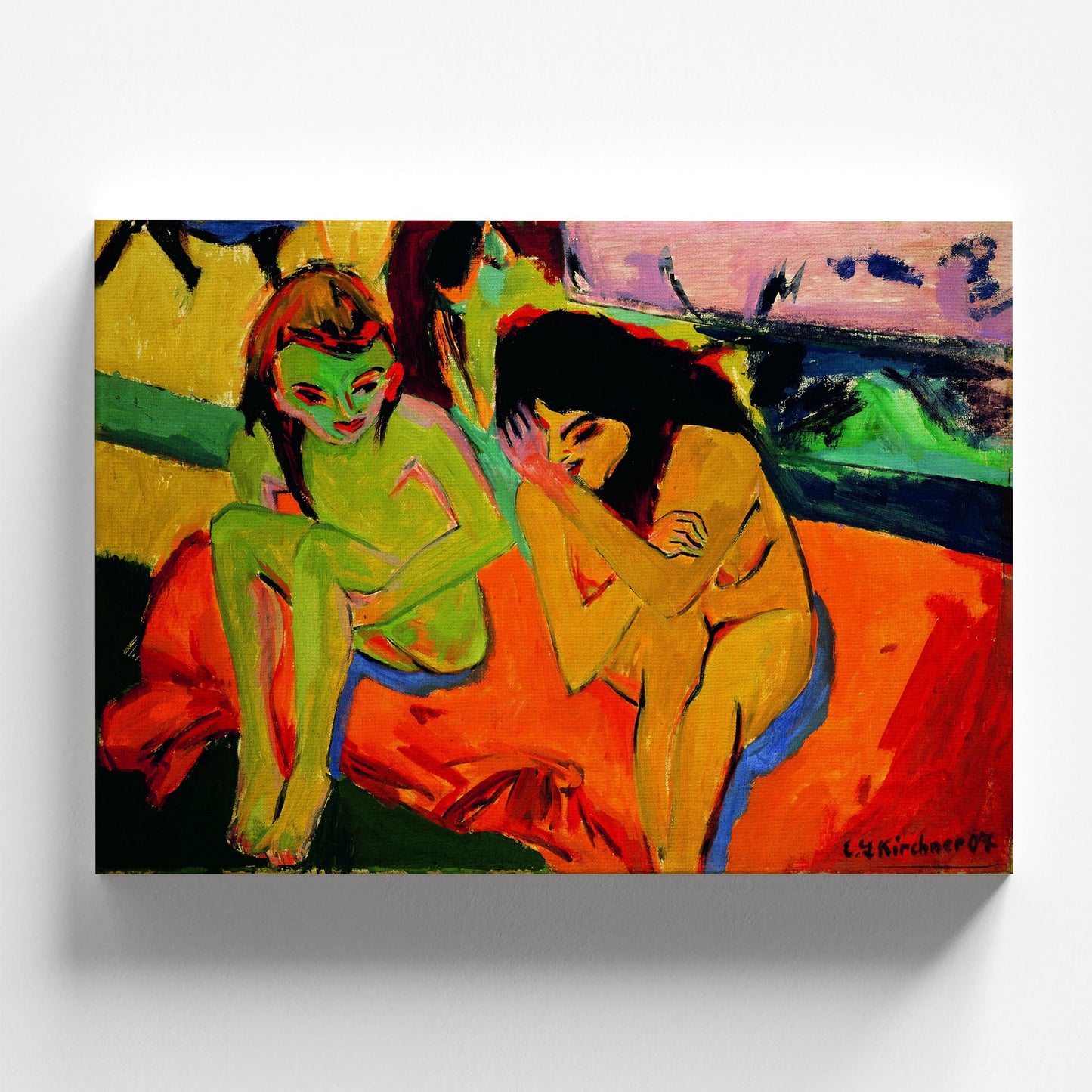 Two Girls (Naked Girls Talking) by Ernst Ludwig Kirchner 1910 | Expressionist Art Print (D0733)