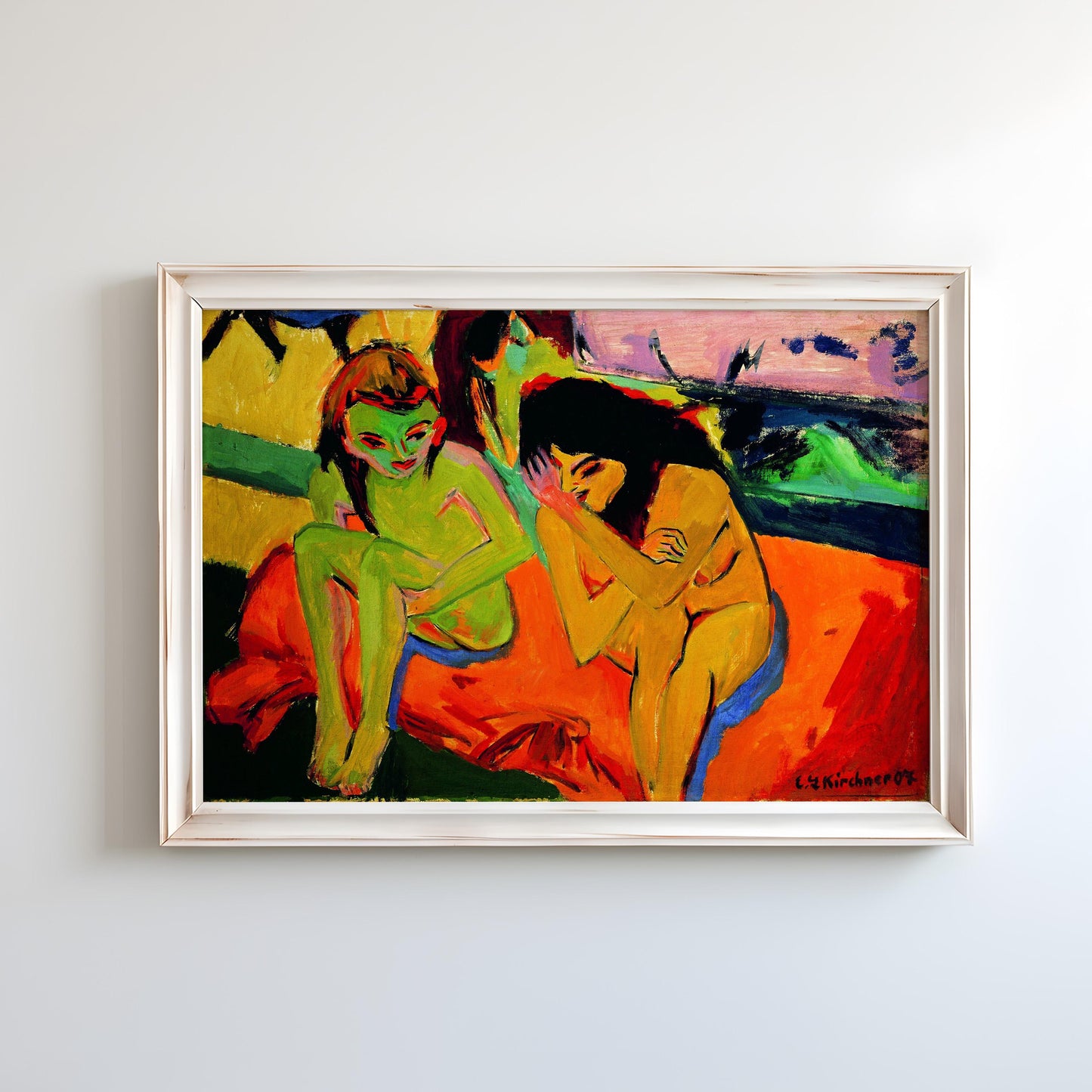 Two Girls (Naked Girls Talking) by Ernst Ludwig Kirchner 1910 | Expressionist Art Print (D0733)